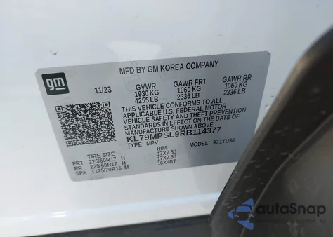 2024 Chevrolet Trailblazer Fwd Lt from USA, damaged, VIN KL79MPSL9RB114377